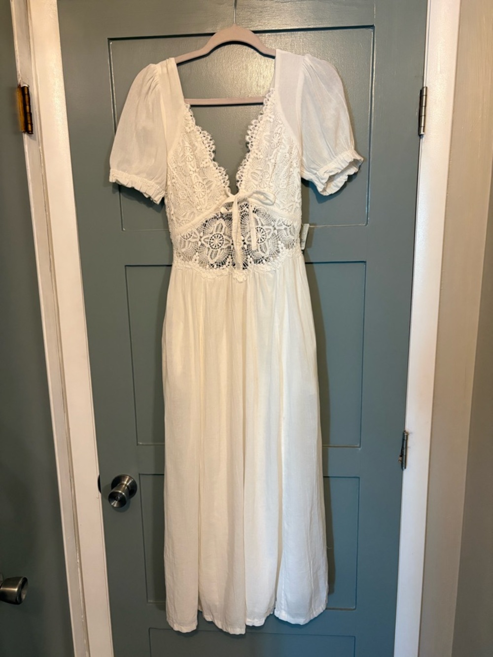 Free People White Crochet Midi Dress